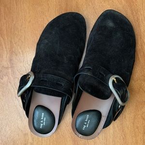 BLACK RAG AND BONE BUCKLE MULES